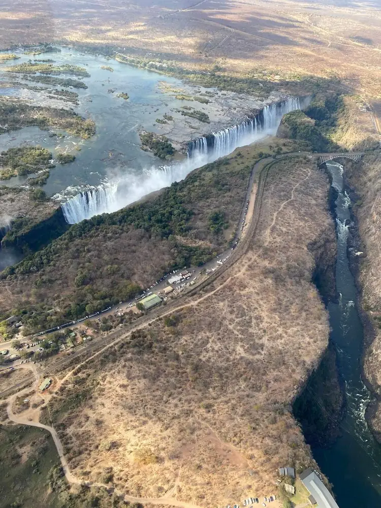 Aerial view of Victoria Falls and the gorge