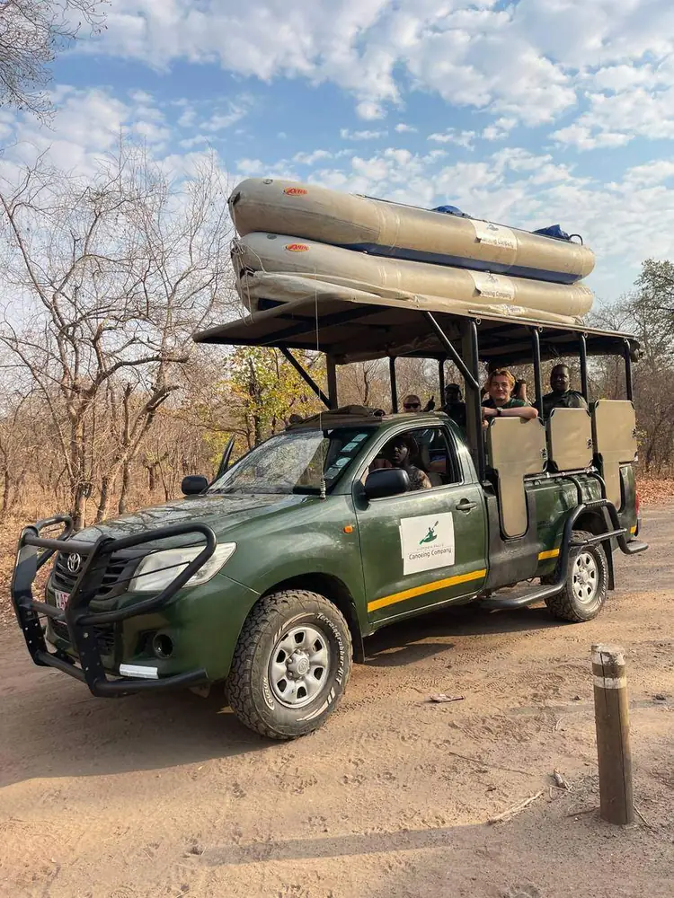 Guests in our open safari vehicle